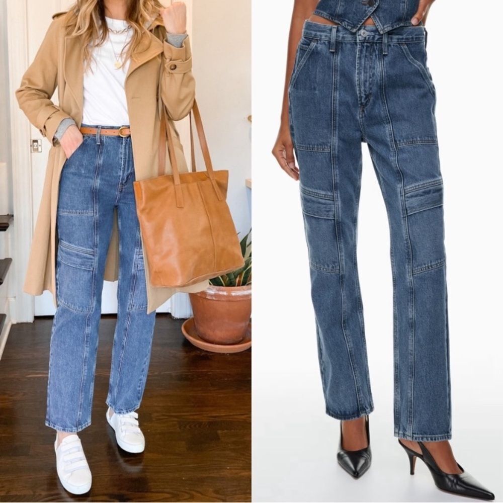 AGOLDE Cooper High Rise Relaxed Fit Cargo Denim Jeans Size 24
